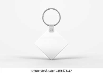 Branding Rhombus Key Chain Mockup. 3D Rendering.  