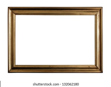 Brass Vintage Frame On White Isolated Background