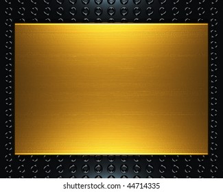  Brass Yellow Metal Plate Framed Background Texture