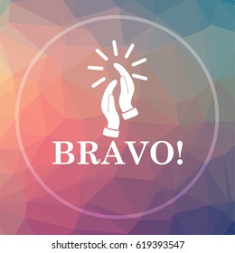 Bravo Icon. Bravo Website Button On Low Poly Background.
