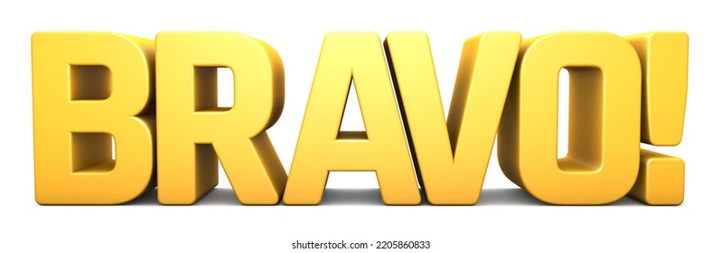 Bravo Letter 3d Isolated On White Background. Bravo Font 3d. 3d Rendering