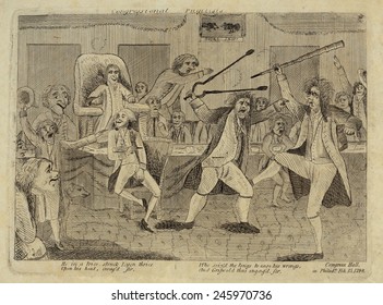 Brawl On The Floor Of The US House Of Representatives. Fight Between Vermont Representative Matthew Lyon And Roger Griswold Of Connecticut. 1798.