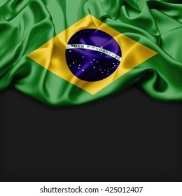 Brazil Abstract Flag And Black Background