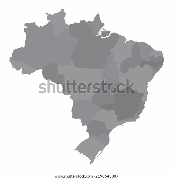 Brazil administrative map divided in states.\
Isolated map on white\
background.
