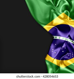 Brazil Flag And Black Background