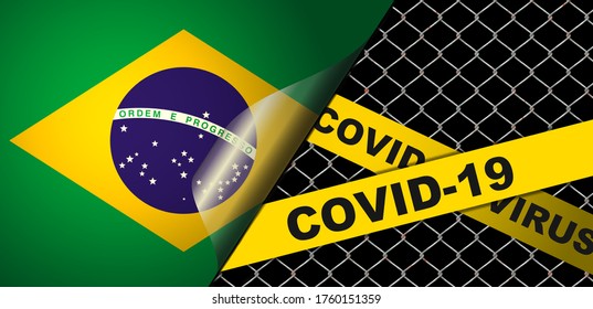 Brazil Flag Covid 19 Warning 