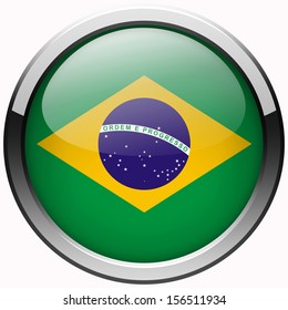 Brazil Flag Gel Metal Button