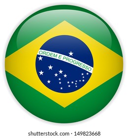 Brazil Flag Glossy Button