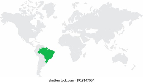 Brazil Highlighted On World Map Stock Illustration 1919147084   Brazil Highlighted On World Map 260nw 1919147084 