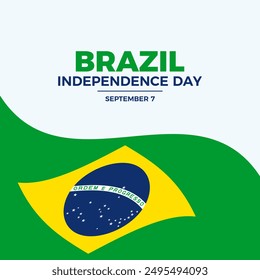 Brazil Independence Day poster illustration. Brazil waving flag frame illustration. Brazilian abstract flag symbol. Template for background, banner, card. 7 September every year. Important day - Powered by Shutterstock