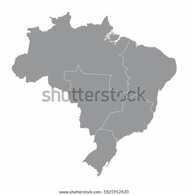 The Brazil
isolated map divided in
regions