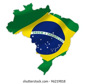 Brazil  Map On A Waving Flag