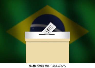 Brazil Presidential Elections Background With Waving Flag. General Elections In Brazil Wallpaper With A Voting Box