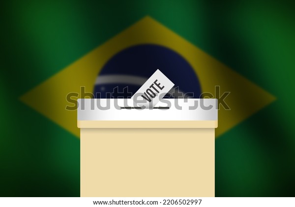 Brazil\
Presidential Elections background with waving flag. General\
elections in brazil wallpaper with a voting\
box
