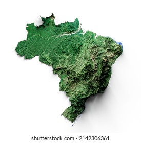 Brazil Topographic Map 3d realistic Brazil map Color 3d illustration