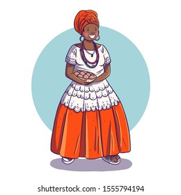 Brazilian Woman Dressed Typical Clothes Bahia Stock Illustration 1555794194