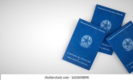 Brazilian Work Document And Social Security Document On White Background. 3D Rendering.