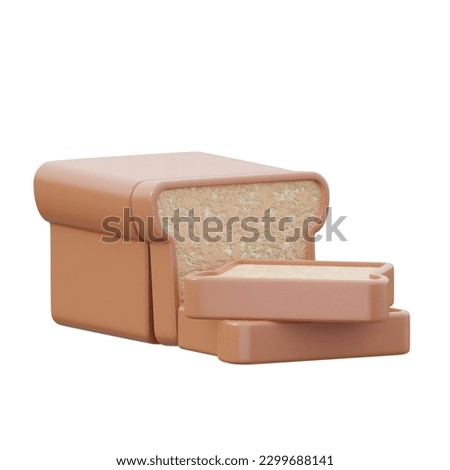 Bread 3d icon isolated white bacground. 3d rendering