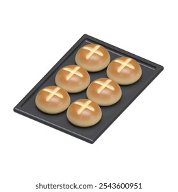 Bread tray, freshly baked bread 3D icon, bakery, pastry, home cooking, bread, gastronomy, food illustration, digital resource, culinary content, baking, food design, artisan bread - Powered by Shutterstock