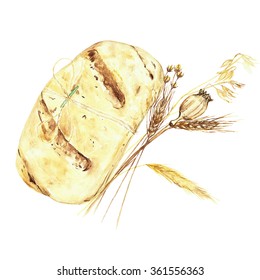 Bread Watercolor Illustration