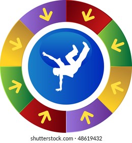 Break Dancer web button isolated on a background.