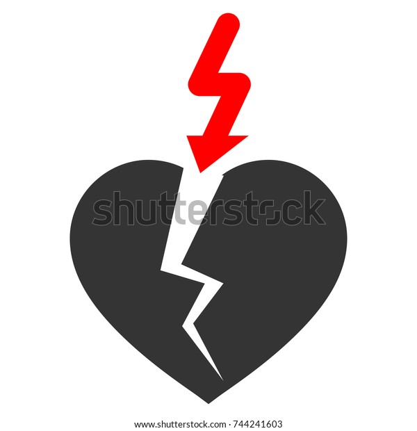Break Heart flat raster pictograph. An\
isolated icon on a white\
background.