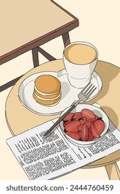 breakfast and drink drawing for wallpaper