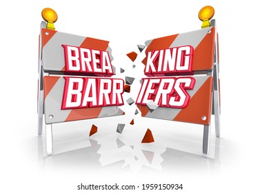 Breaking Barriers Smash Through Obstacles Achieve Goal 3d Illustration