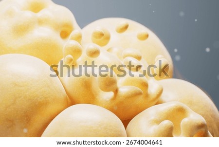 Breaking down of fat cells structure, 3d rendering. 3D illustration.
