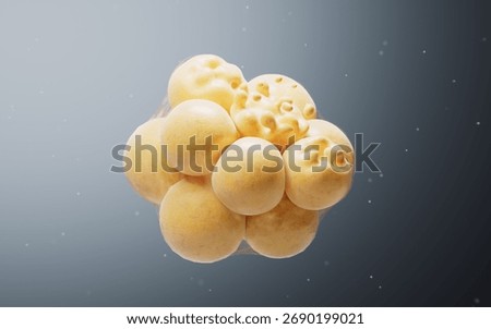 Breaking down of fat cells structure, 3d rendering. 3D illustration.