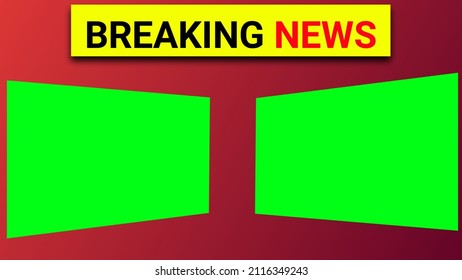 Breaking News Banner With Green Screen For Copy Space.