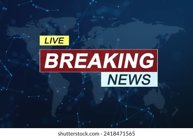 Breaking news live broadcast graphic with world map and digital connections. 3D Rendering - Powered by Shutterstock