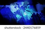 Breaking news world map and news text create global coverage and current affairs reportage