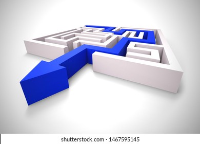 Breaking Out Of A Complex Maze And Getting Away. Finding A Loophole Or Breaking Loose - 3d Illustration