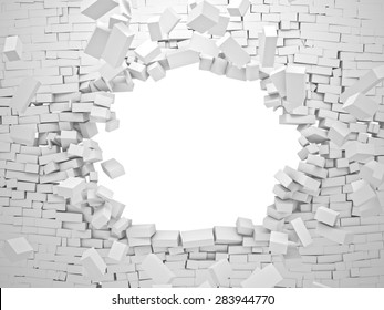 Breaking Wall Brick 3d Image