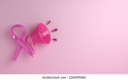 Breast cancer awareness concept with ribbon, megaphone decoration background, copy space text, 3d rendering illustration - Powered by Shutterstock