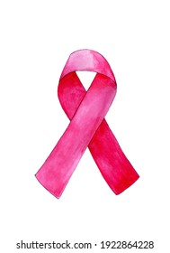 Breast cancer awareness design. Pink ribbon. Watercolor Illustration isolated on white background