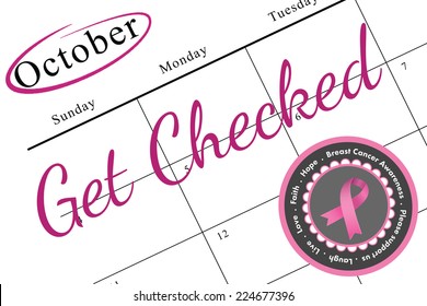 Breast cancer awareness message in pink on white background - Powered by Shutterstock