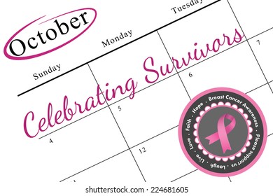 Breast cancer awareness message in pink on white background - Powered by Shutterstock