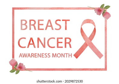 Breast cancer  Awareness month  Beautiful watercolor drawing  Close  up  view from above  no people  Congratulations for loved ones  relatives  friends   colleagues