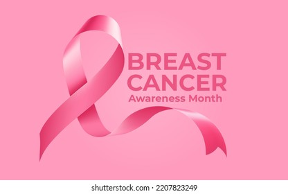 Breast Cancer Awareness Month Calligraphy. Realistic pink ribbon symbol. Breast Cancer Awareness Month Background. - Powered by Shutterstock