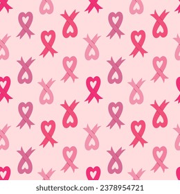 Breast Cancer Awareness Month Pink Ribbon Hearts Pattern Design - Powered by Shutterstock