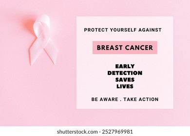 Breast cancer awareness month. Realistic pink ribbon symbol - Powered by Shutterstock