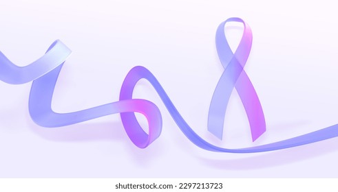 Breast cancer awareness month symbol and colorful ribbon swirl wave line with gradient texture 3d render. Concept of early detection, mammography, prevention and treatment, banner. 3D Illustration - Powered by Shutterstock