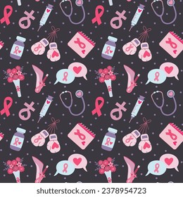 Breast Cancer Awareness Month Symbols Seamless Pattern Design - Powered by Shutterstock