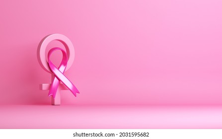 Breast cancer awareness ribbon with woman symbol decoration background, copy space text, 3d rendering illustration - Powered by Shutterstock