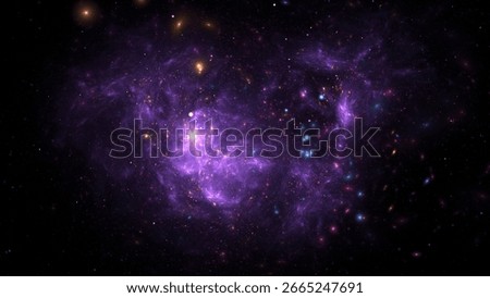 breathtaking view of a distant galaxy showcasing swirling purple clouds, bright stars, and cosmic phenomena in the vastness of space, inviting awe and curiosity about the universe. 3d render