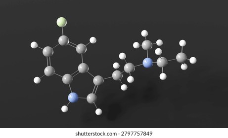 bretisilocin molecule 3d, molecular structure, ball and stick model, structural chemical formula serotonergic psychedelic