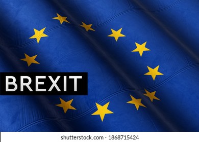 Brexit, England Going Out Of The European Union. UK Exit EU Concept. Trade, Deal, Agreement. Flag Poster, Banner, High Resolution Background