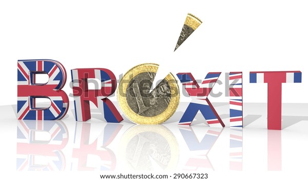 Brexit Eurozone Flag Gb Euro Coin Stock Illustration 290667323